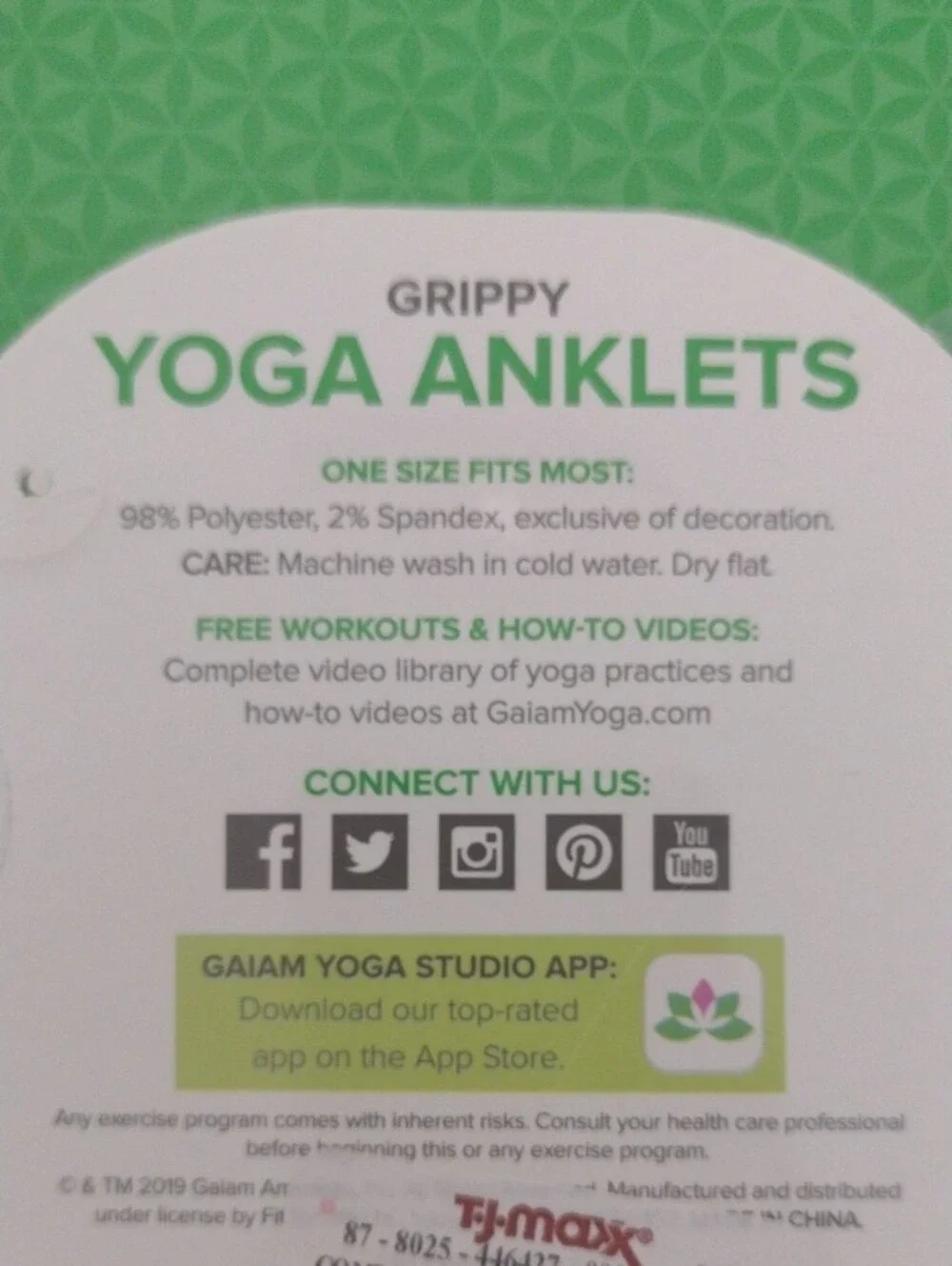GAIAM Gray Grippy Yoga Anklets (J1163)